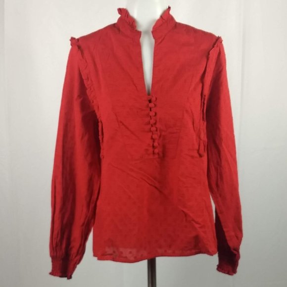 NWT H&M L.O.G.G Size 4 Red Blouse Top Shirt Tunic - Picture 9 of 12